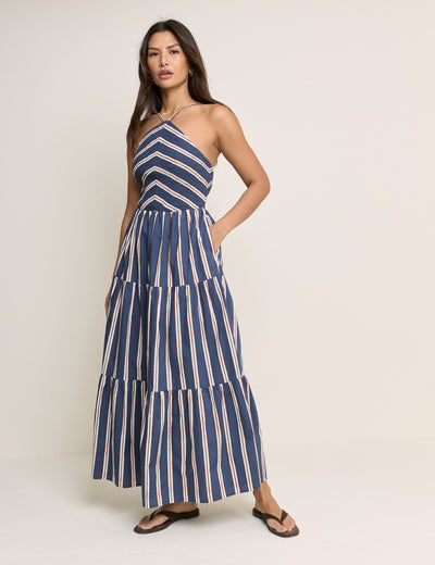 Navy Striped Martina Maxi Dress