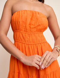 Orange Tiered Bandeau Tabitha Maxi Dress