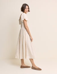 Ivory Floral Puff Sleeve Mara Midi Dress