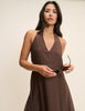 Brown Halterneck Catalina Midi Dress