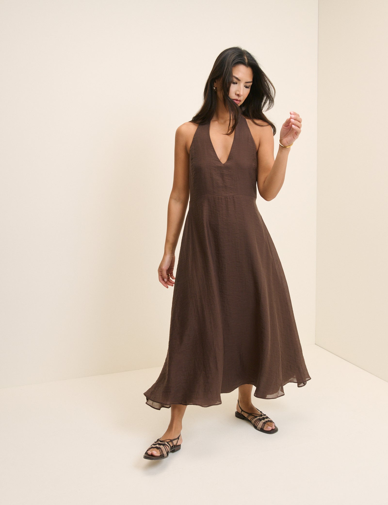 Brown Halterneck Catalina Midi Dress Brown Halterneck Catalina Midi Dress