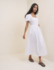 White Puff Sleeve Ida Midi Dress