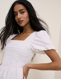 White Puff Sleeve Ida Midi Dress