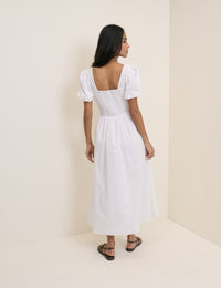 White Puff Sleeve Ida Midi Dress