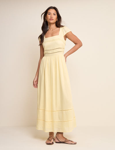 Butter Yellow Square Neck Jessy Maxi Dress