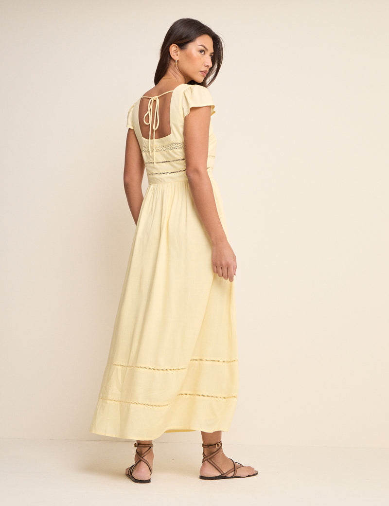 Butter Yellow Square Neck Jessy Maxi Dress