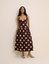 Brown and Cream Polka Dot Panelled Soraya Midi Dress