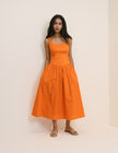Orange Panelled Soraya Midi Dress