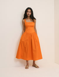 Orange Panelled Soraya Midi Dress