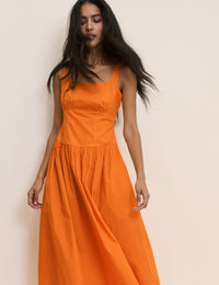 Orange Panelled Soraya Midi Dress