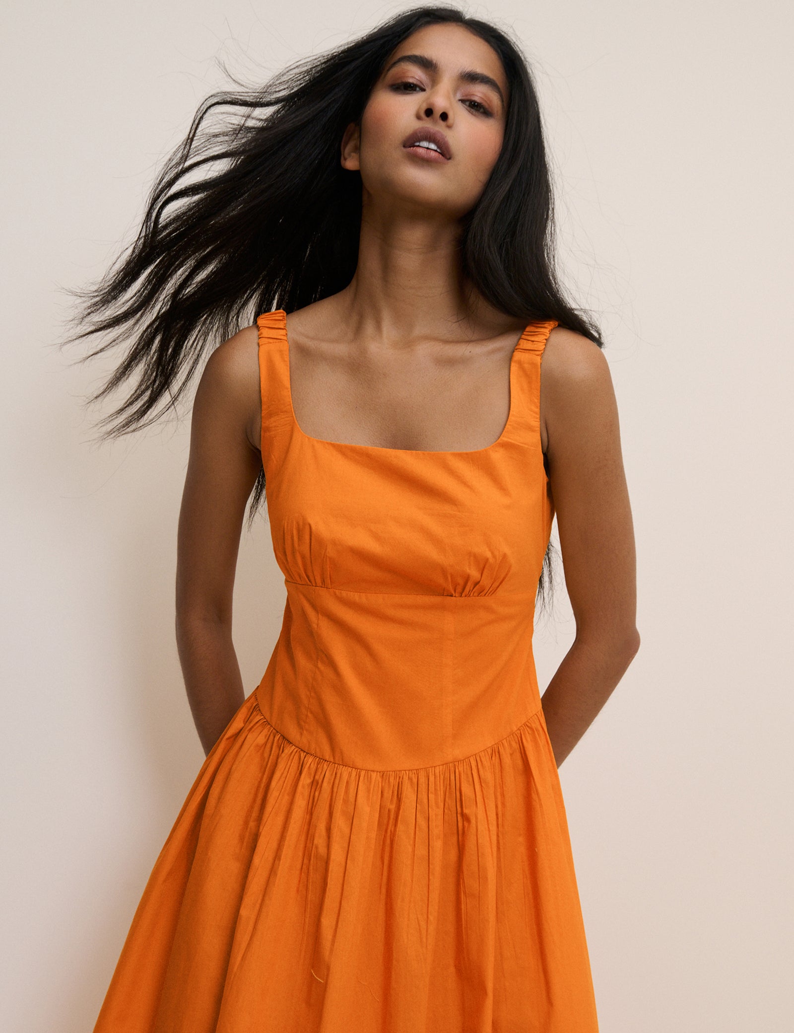 soraya linen dress Orange Panelled Soraya Midi Dress