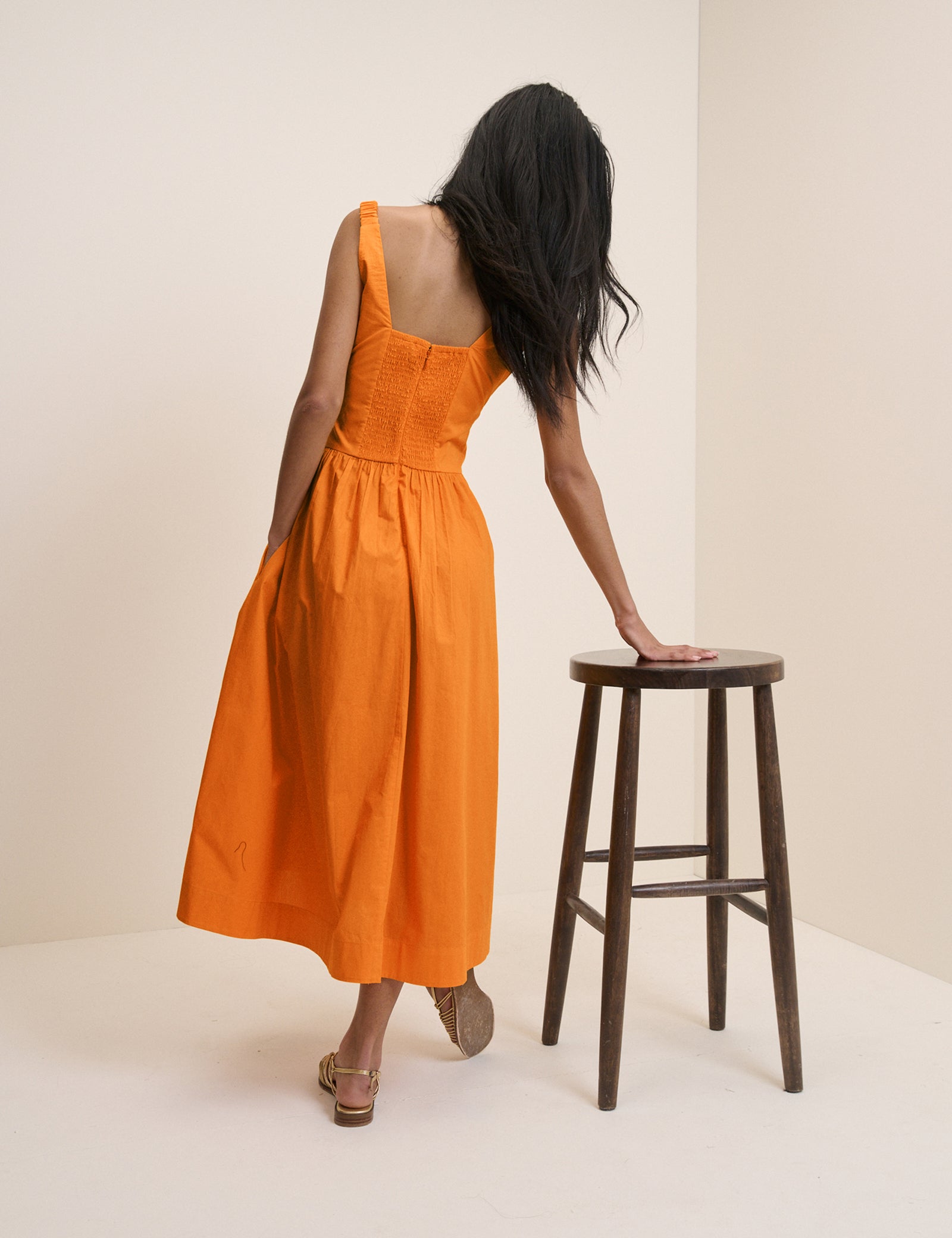 Orange Panelled Soraya Midi Dress Orange Panelled Soraya Midi Dress