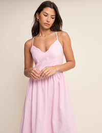 Pink Scallop Trim Jenna Midi Dress