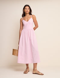 Pink Scallop Trim Jenna Midi Dress