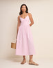 Pink Scallop Trim Jenna Midi Dress