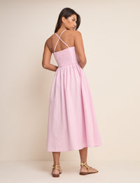 Pink Scallop Trim Jenna Midi Dress