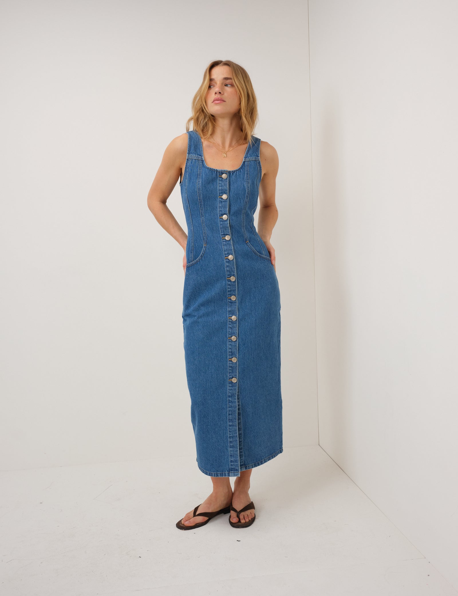 Blue Denim Quays Midi Dress Blue Denim Quays Midi Dress