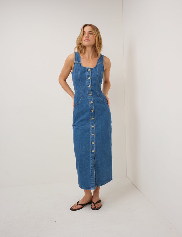 Blue Denim Quays Midi Dress