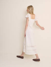 White Pintuck Scoop Neck Alex Midi Dress
