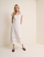 White Pintuck Scoop Neck Alex Midi Dress
