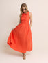 Orange Ruched Monica Midi Dress