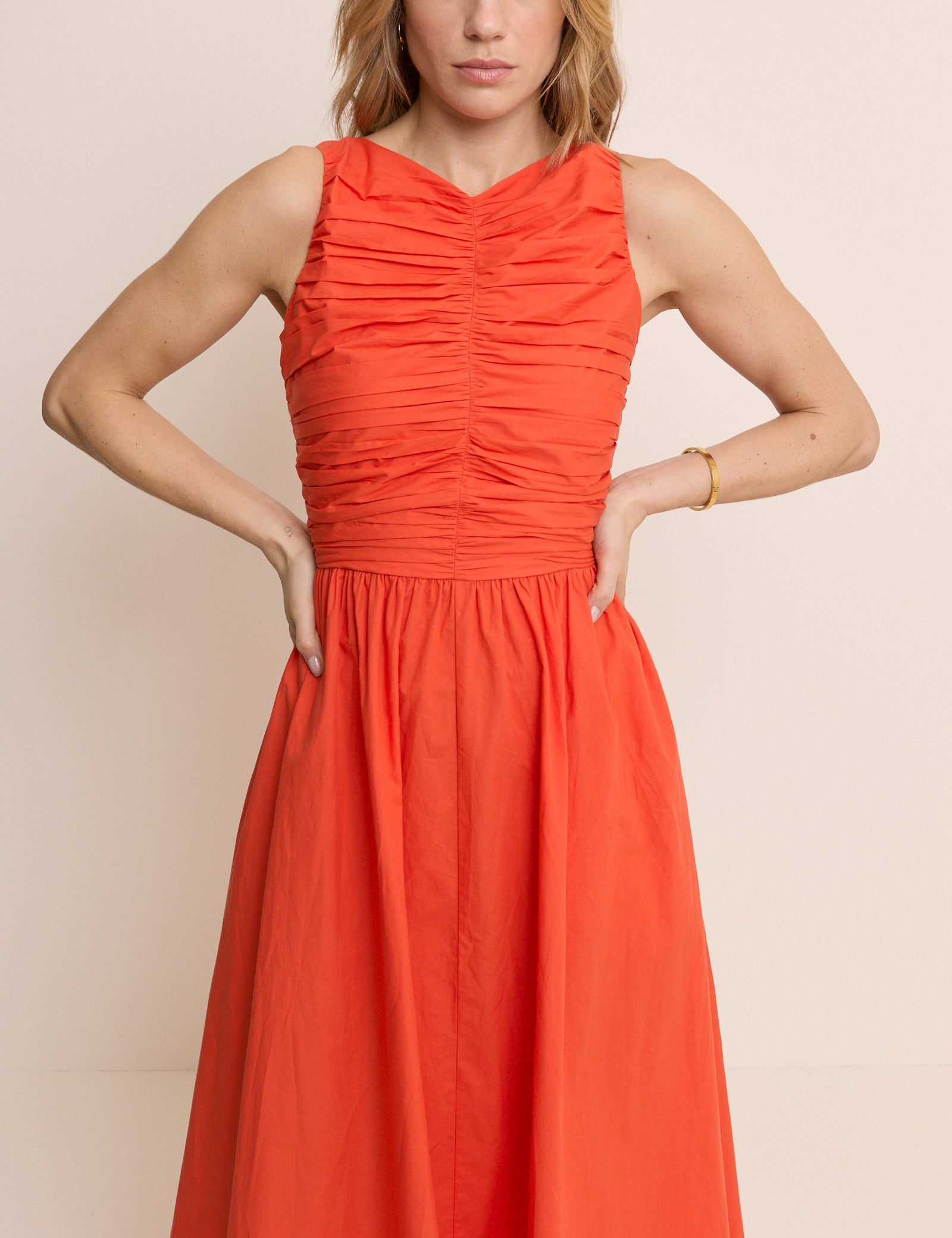 Orange Ruched Monica Midi Dress Orange Ruched Monica Midi Dress