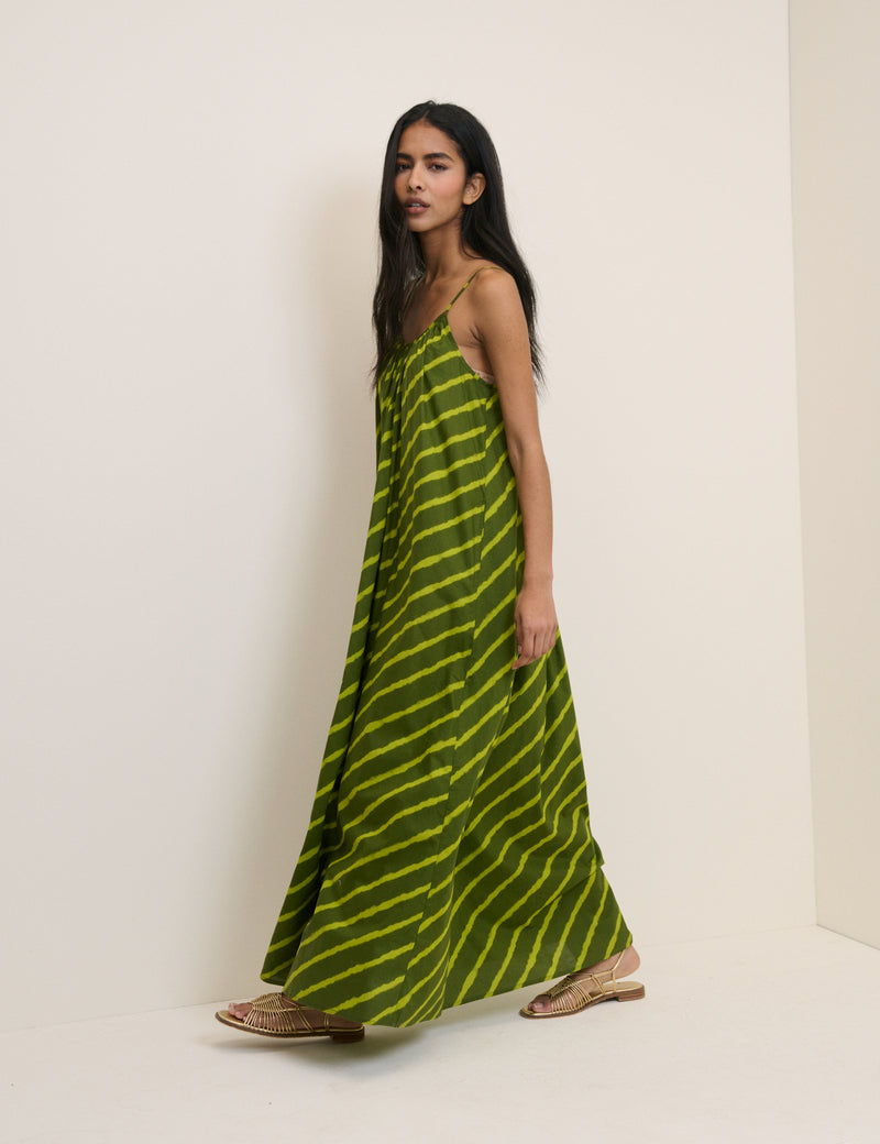 Green Striped Cynthia Maxi Dress