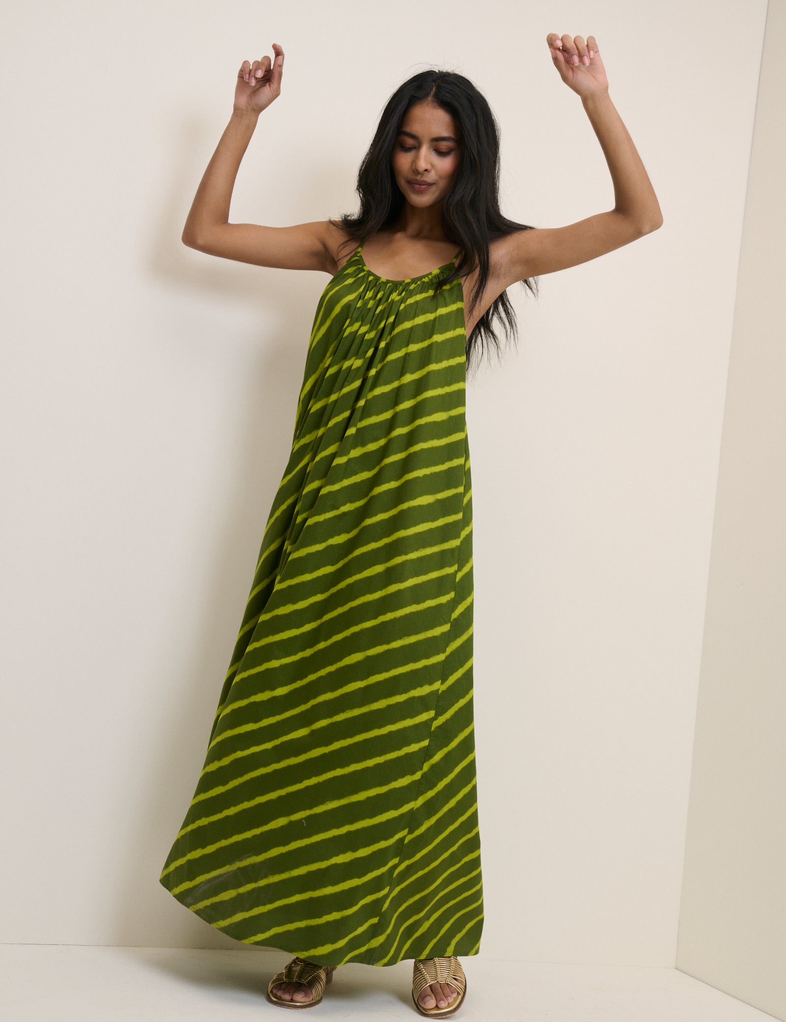 Green Striped Cynthia Maxi Dress