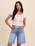 Blue Drawstring Bermuda Denim Shorts