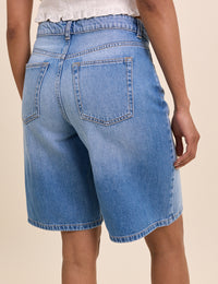 Blue Drawstring Bermuda Denim Shorts