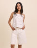 White Drawstring Bermuda Denim Shorts