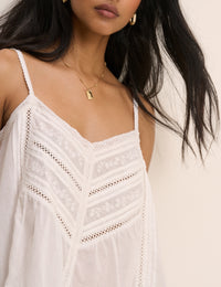 White Embroidered Cami Top