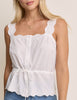 White Broderie Anglaise Scallop Hem Top