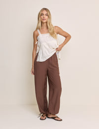 White Embroidered Lace Trim Top