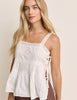 White Embroidered Lace Trim Top