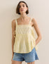 Butter Yellow Embroidered Lace Trim Top