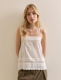 White Broderie Anglaise Open Back Irina Top