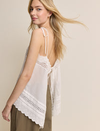 White Broderie Anglaise Open Back Irina Top