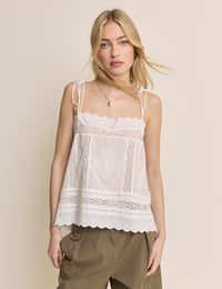 White Broderie Anglaise Open Back Irina Top