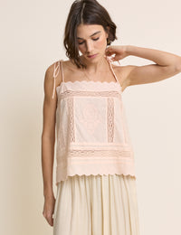 Peach Broderie Anglaise Open Back Top