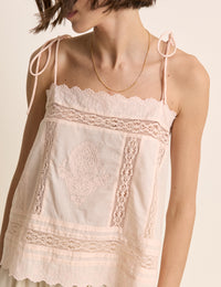 Peach Broderie Anglaise Open Back Top