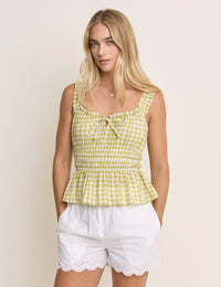 Yellow Gingham Milkmaid Top