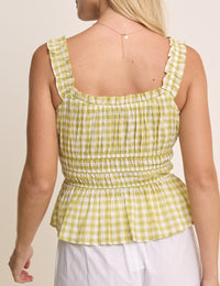 Yellow Gingham Milkmaid Top