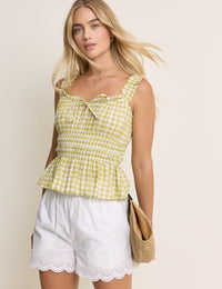 Yellow Gingham Milkmaid Top