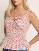 Pink Floral Shirred Top