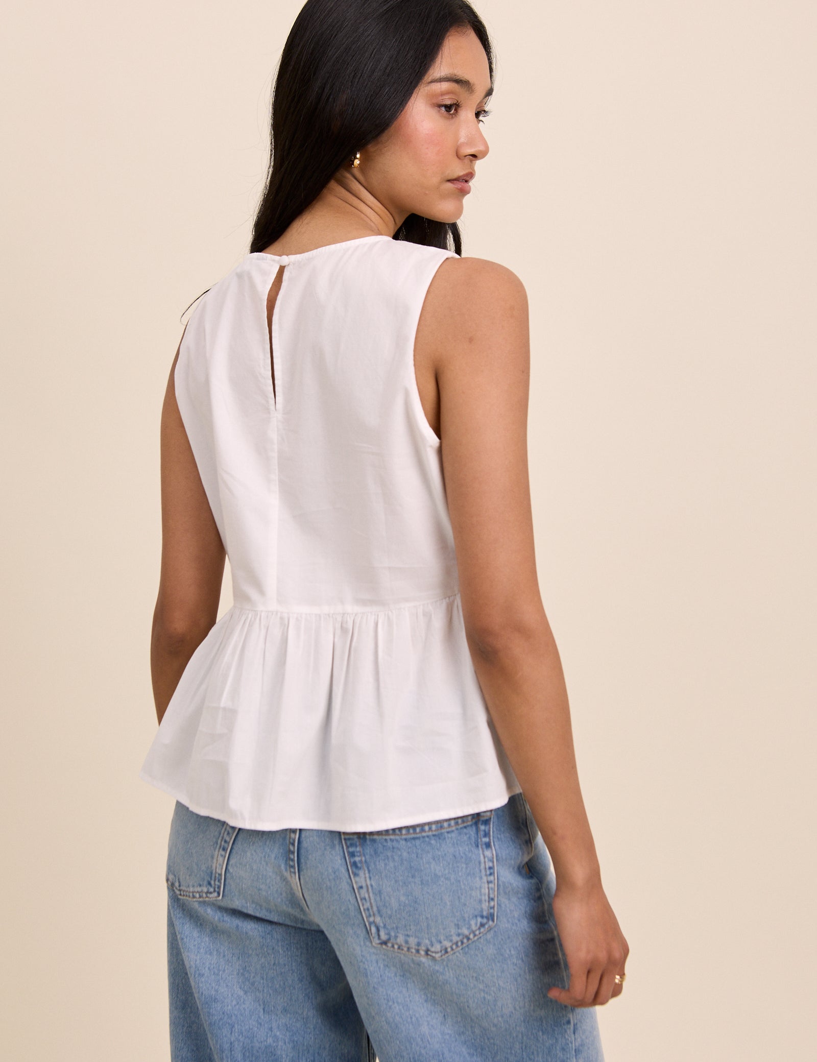 White Floral Cutwork Vera Peplum Top