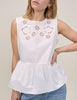 White Floral Cutwork Vera Peplum Top