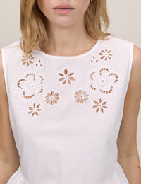 White Floral Cutwork Vera Peplum Top