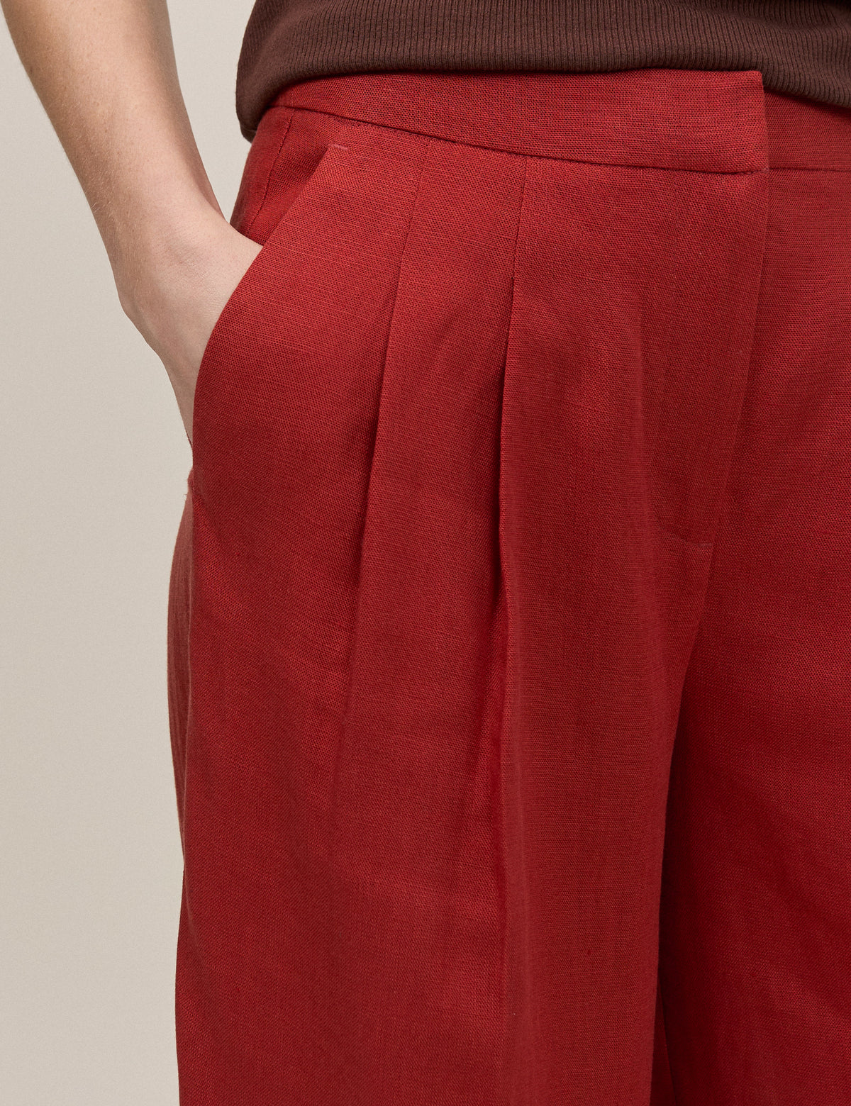 Rust Relaxed Wide Leg Tailored Trousers