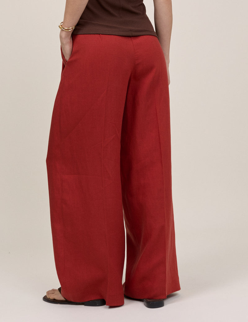 Rust Relaxed Wide Leg Tailored Trousers